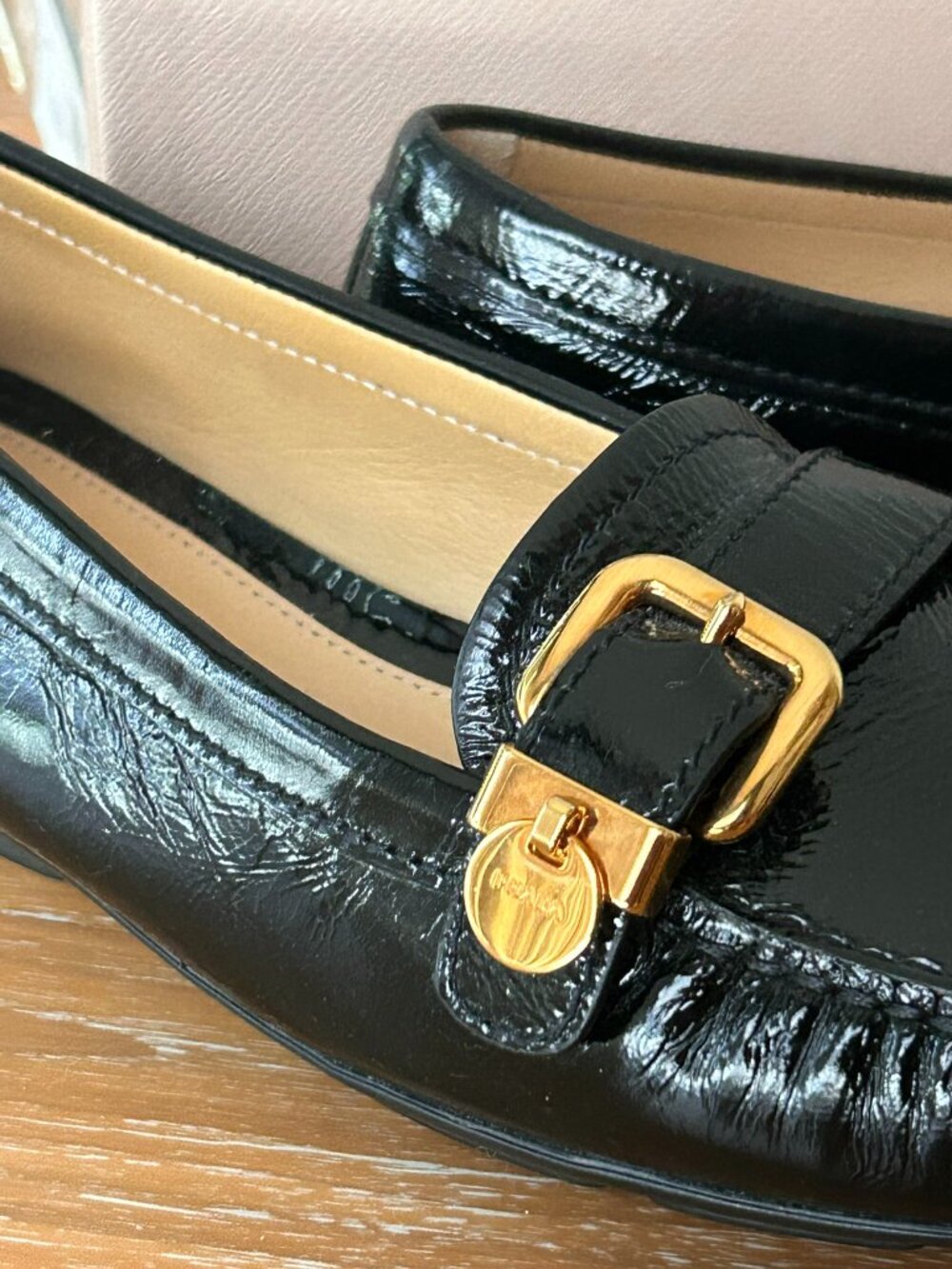 Prada Black Patent Leather Gold Buckle Loafers EU 36.5 - Picture 5 of 16